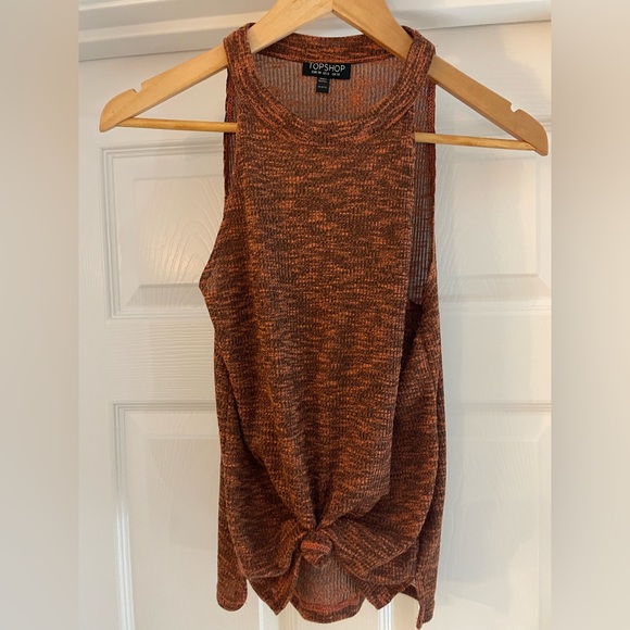 TOPSHOP ORANGE KNOT TIE TANK 6 - Picture 1 of 4